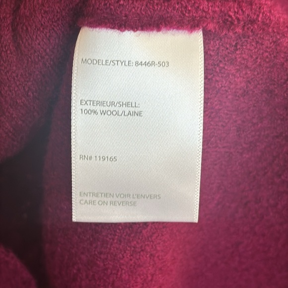 Claudia Ev Burgundy ruffled wool women’s cardigan size large - Picture 8 of 12